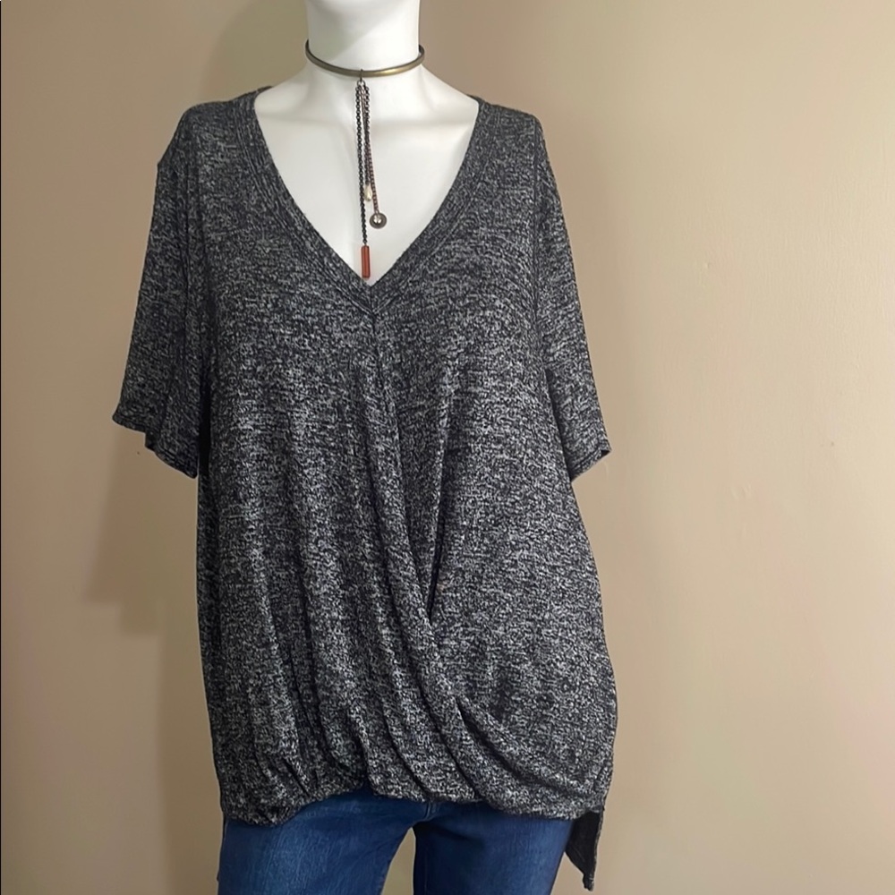 Calvin Klein Gray Asymmetrical Dolman Sleeve Top